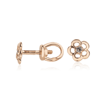 обзорное фото Золотые серьги гвоздики с фианитом 027798  Серьги с камнями