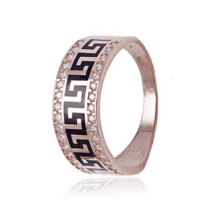 обзорное фото Золотое кольцо в греческом стиле с фианитами 028663  Золотые кольца с фианитом