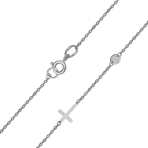 обзорное фото Серебряный браслет с крестиком и монеткой 032280  Серебряные женские браслеты