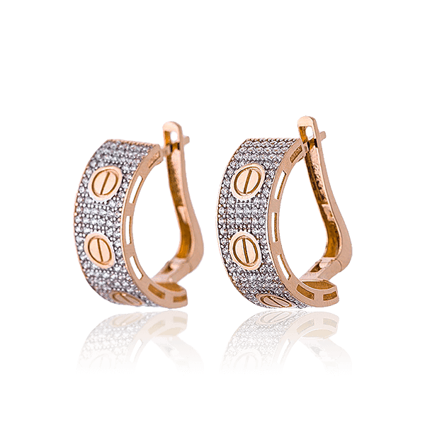 Золотые серьги с фианитами 029262 детальное изображение ювелирного изделия Золотые серьги с фианитом