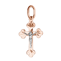 обзорное фото Золотой маленький крестик с распятием 037791  Золотые крестики православные