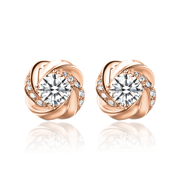 Серьги из красного золота Цветок с бриллиантами 029948 детальное изображение ювелирного изделия Золотые серьги Серьги из красного золота Цветок с бриллиантами 029948 детальное изображение ювелирного изделия Золотые серьги