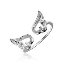 обзорное фото Фаланговое кольцо Крылья с фианитами 035652 Серебряные кольца обзорное фото Фаланговое кольцо Крылья с фианитами 035652  Серебряные кольца