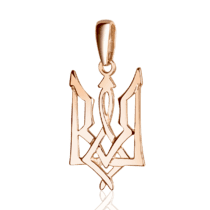 обзорное фото Кулон в красном золоте Тризуб, Герб Украины 037374  Украинская символика из золота и серебра
