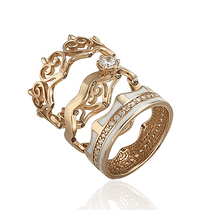 обзорное фото Золотое кольцо-трансформер Корона с фианитом 028719 Золотые кольца с эмалью обзорное фото Золотое кольцо-трансформер Корона с фианитом 028719  Золотые кольца с эмалью