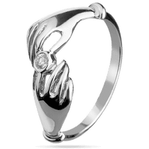 обзорное фото Кольцо с бриллиантом 129424 Золотое кольцо ручка младенца обзорное фото Кольцо с бриллиантом 129424  Золотое кольцо ручка младенца