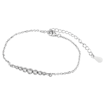 обзорное фото Серебряный браслет якорного плетения с пятью белыми фианитами и дополнительной цепочкой 039723 Серебряные женские браслеты обзорное фото Серебряный браслет якорного плетения с пятью белыми фианитами и дополнительной цепочкой 039723  Серебряные женские браслеты