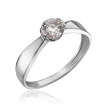 обзорное фото Кольцо для помолвки с одним камнем в белом золоте 034430  Золотые кольца
