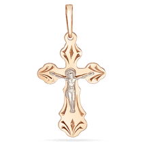 обзорное фото Золотой крестик 028780 Детский золотой крестик обзорное фото Золотой крестик 028780  Детский золотой крестик