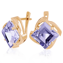 обзорное фото Золотые серьги с аметистом 023476  Золотые серьги с аметистом