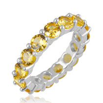 обзорное фото Серебряное кольцо-дорожка с жёлтыми фианитами 037416  Украинская символика из золота и серебра