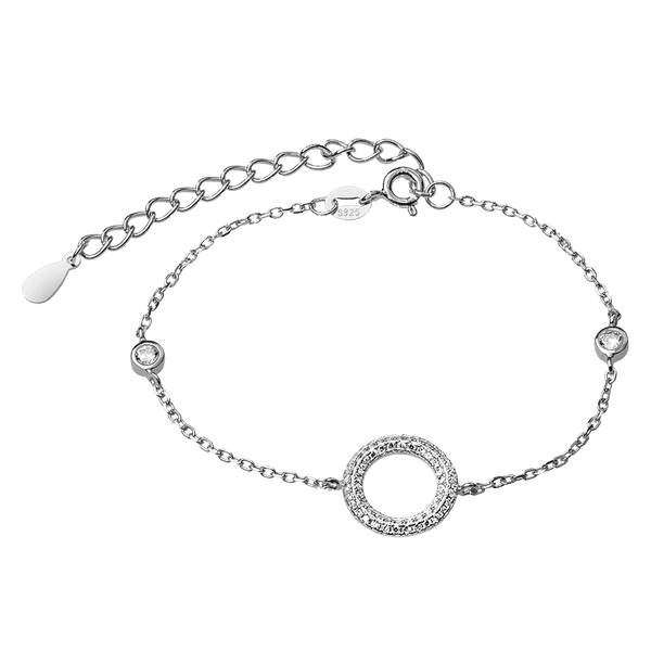 Серебряный браслет на руку 925 пробы Круг с белыми фианитами в якорном плетении 039733 детальное изображение ювелирного изделия Серебряные женские браслеты Серебряный браслет на руку 925 пробы Круг с белыми фианитами в якорном плетении 039733 детальное изображение ювелирного изделия Серебряные женские браслеты