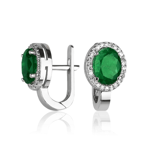 Золоті сережки з смарагдом 027125 детальне зображення ювелірного виробу