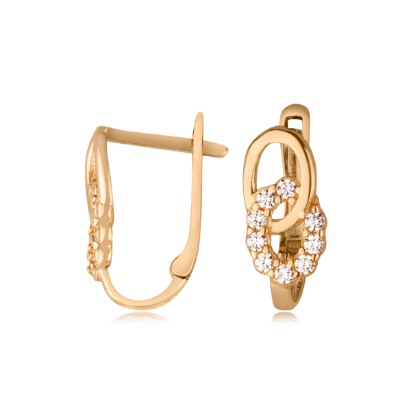 Золотые детские серьги с фианитом 024363 детальное изображение ювелирного изделия Серьги с камнями Золотые детские серьги с фианитом 024363 детальное изображение ювелирного изделия Серьги с камнями