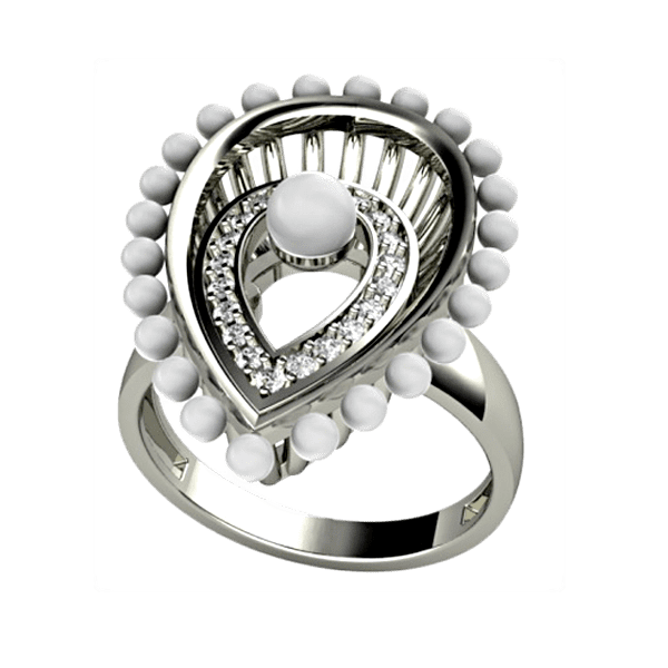 Кольцо из белого золота с жемчугом 330873 детальное изображение ювелирного изделия Золотые кольца с жемчугом Кольцо из белого золота с жемчугом 330873 детальное изображение ювелирного изделия Золотые кольца с жемчугом