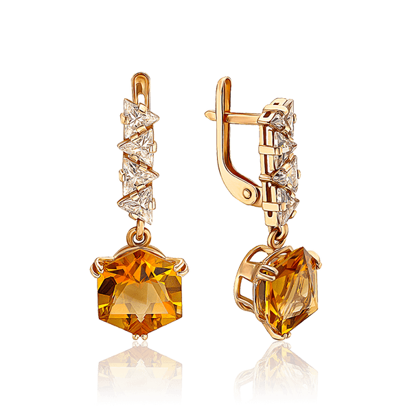 серьги золотые с цитрином