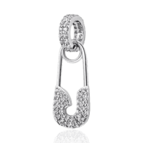 обзорное фото Серебряный подвес-шарм в форме булавки с фианитами 037742  Серебряные подвески