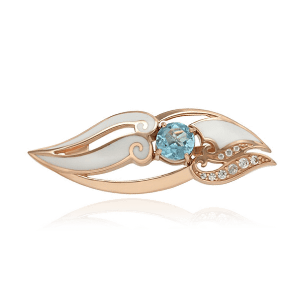 Золотая брошь с топазом, эмалью и фианитами 028516 детальное изображение ювелирного изделия Золотые броши Золотая брошь с топазом, эмалью и фианитами 028516 детальное изображение ювелирного изделия Золотые броши