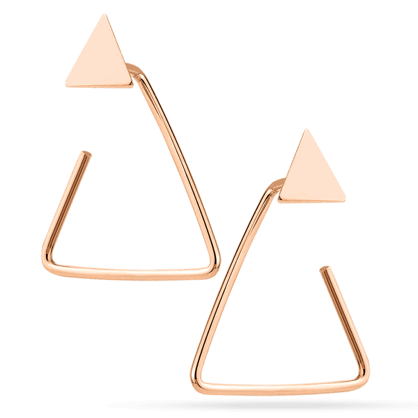 Золоті протяжки геометричні у вигляді маленького трикутника та великого з розірканим краєм 040455 детальне зображення ювелірного виробу Золоті протяжки геометричні у вигляді маленького трикутника та великого з розірканим краєм 040455 детальне зображення ювелірного виробу