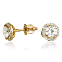 обзорное фото Золотые серьги гвоздики 110254  Серьги с камнями