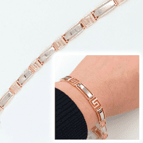 обзорное фото Золотой браслет унисекс в греческом стиле, комбинированное золото 039203 Женские золотые браслеты обзорное фото Золотой браслет унисекс в греческом стиле, комбинированное золото 039203  Женские золотые браслеты