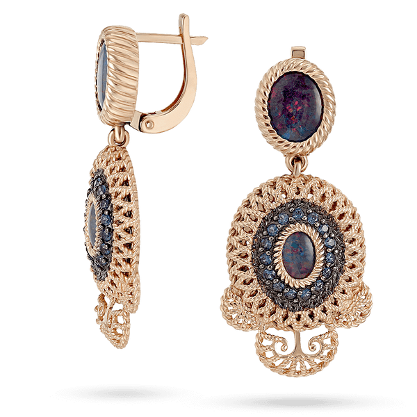 Золотые серьги массивные с опалом Семирамида 034139 детальное изображение ювелирного изделия Золотые серьги Золотые серьги массивные с опалом Семирамида 034139 детальное изображение ювелирного изделия Золотые серьги