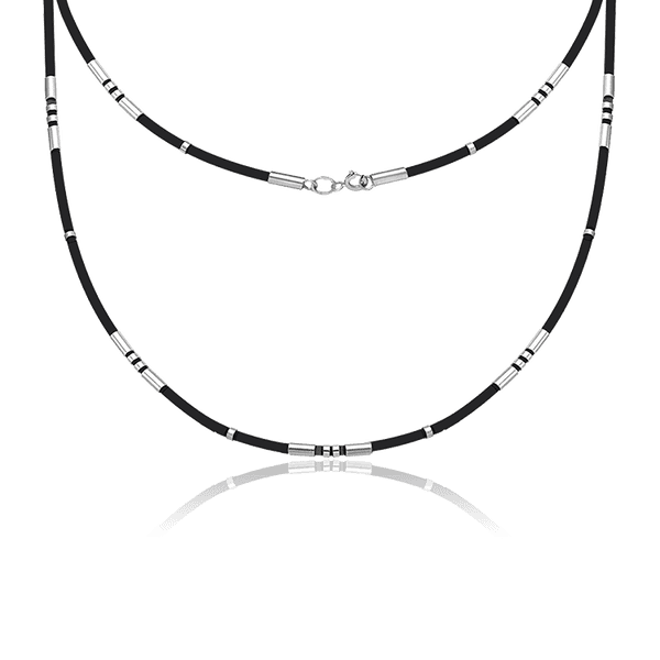 Каучуковый шнурок с серебряными вставками 035366 детальное изображение ювелирного изделия Серебряные цепочки Каучуковый шнурок с серебряными вставками 035366 детальное изображение ювелирного изделия Серебряные цепочки