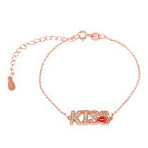 обзорное фото Серебряный браслет "Kiss" с фианитами 024903  Серебряные женские браслеты