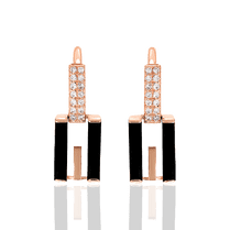 обзорное фото Золотые серьги с агатом и фианитами 031658  Золотые серьги с агатом