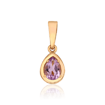 обзорное фото Золотой кулон Капля с аметистом 036444 Золотые подвески обзорное фото Золотой кулон Капля с аметистом 036444  Золотые подвески