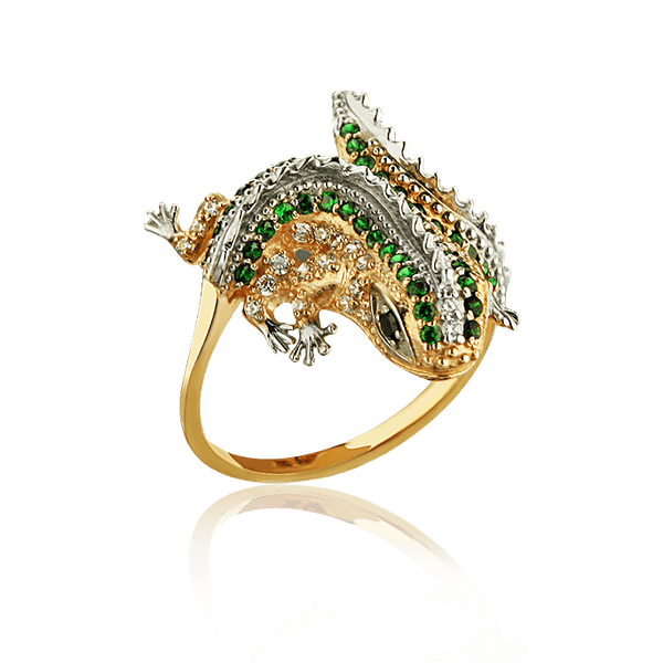 Золотое кольцо в жёлтом золоте Игуана 025258 детальное изображение ювелирного изделия Золотые кольца с фианитом Золотое кольцо в жёлтом золоте Игуана 025258 детальное изображение ювелирного изделия Золотые кольца с фианитом