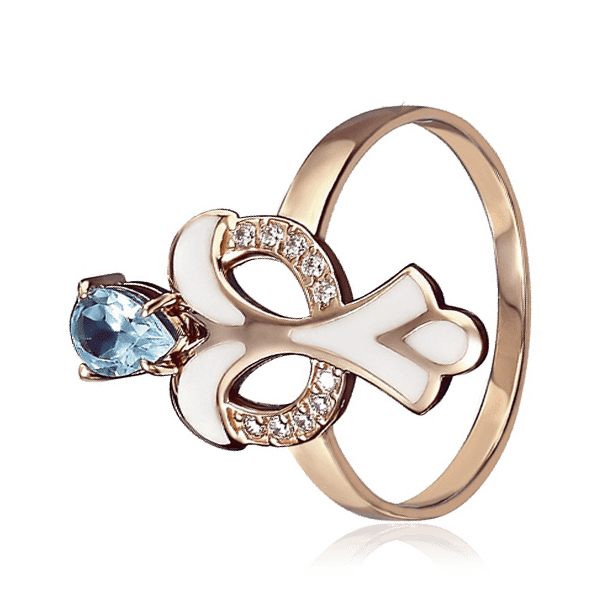 Кольцо из золота с эмалью топазом и фианитами 028633 детальное изображение ювелирного изделия Золотые кольца с топазом Кольцо из золота с эмалью топазом и фианитами 028633 детальное изображение ювелирного изделия Золотые кольца с топазом