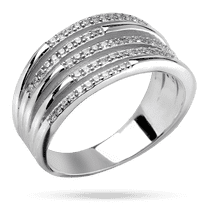 обзорное фото Серебряное широкое кольцо 5 в 1 с дорожками фианитов 040190  Серебряные кольца с фианитом