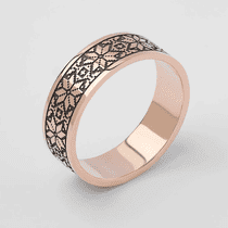 обзорное фото Широкое патриотическое обручальное кольцо "Вышиванка" с чернением 041205  Парные обручальные кольца из золота