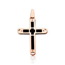 обзорное фото Золотой крестик с каучуком 029557  Крестики мужские