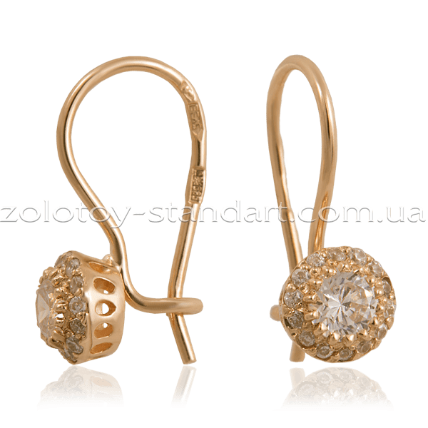 Золотые серьги с цирконием 197 детальное изображение ювелирного изделия Серьги с камнями Золотые серьги с цирконием 197 детальное изображение ювелирного изделия Серьги с камнями