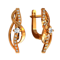 обзорное фото Золотые серьги с цирконием 420966  Золотые серьги с фианитом