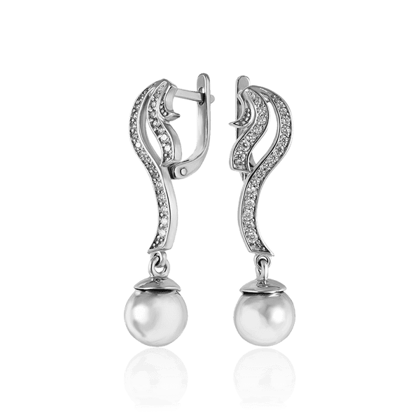 Серебряные серьги с фианитами и шариком 034177 детальное изображение ювелирного изделия Серебряные серьги Серебряные серьги с фианитами и шариком 034177 детальное изображение ювелирного изделия Серебряные серьги