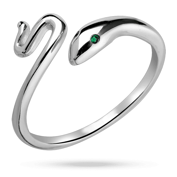 Серебряное кольцо маленькое "Змея с закрученым хвостом" с зелеными фианитами 040180 детальное изображение ювелирного изделия Серебряные кольца с фианитом Серебряное кольцо маленькое "Змея с закрученым хвостом" с зелеными фианитами 040180 детальное изображение ювелирного изделия Серебряные кольца с фианитом