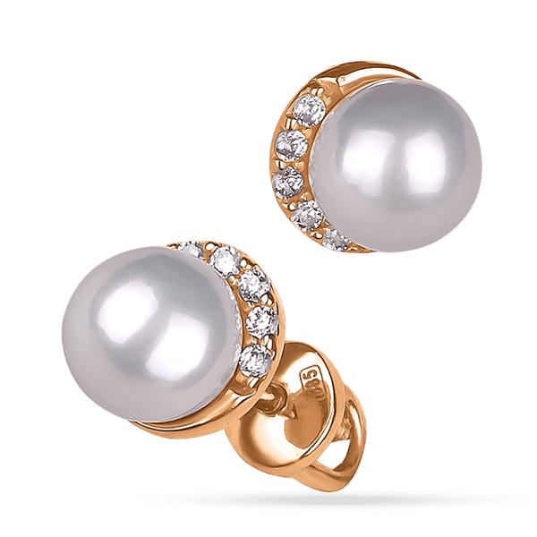 Золотые серьги пуссеты гвоздики с жемчужинкой и фианитами 038267 детальное изображение ювелирного изделия Золотые серьги с жемчугом Золотые серьги пуссеты гвоздики с жемчужинкой и фианитами 038267 детальное изображение ювелирного изделия Золотые серьги с жемчугом