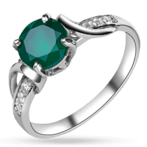 обзорное фото Серебряное кольцо "Станислава" с зелёным ониксом 026838  Серебряные кольца со вставками