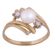 обзорное фото Золотое кольцо с жемчугом 300603  Золотые кольца с жемчугом