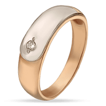 обзорное фото Обручальное кольцо с бриллиантом в комбинированном золоте 035369 Золотые кольца обзорное фото Обручальное кольцо с бриллиантом в комбинированном золоте 035369  Золотые кольца