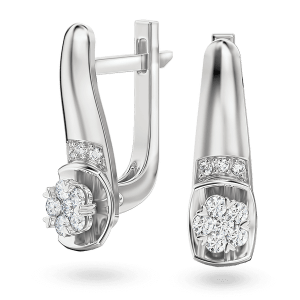Серьги "Бриллиантовый Букет" из белого золота с бриллиантами на английской застежке 040899 детальное изображение ювелирного изделия Золотые серьги с бриллиантами Серьги "Бриллиантовый Букет" из белого золота с бриллиантами на английской застежке 040899 детальное изображение ювелирного изделия Золотые серьги с бриллиантами