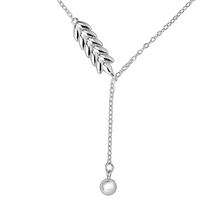 обзорное фото Колье серебряное якорного плетения Колосок на карабине 040552  Серебряные колье