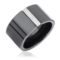 обзорное фото Серебряное кольцо из керамики и с фианитами 024831 Серебряные кольца с фианитом обзорное фото Серебряное кольцо из керамики и с фианитами 024831  Серебряные кольца с фианитом