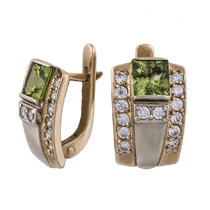 оглядове фото Золоті сережки з хризолітом 102244