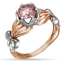 обзорное фото Золотое кольцо с морганитом и фианитами 030460 Золотые кольца с морганитом обзорное фото Золотое кольцо с морганитом и фианитами 030460  Золотые кольца с морганитом