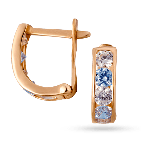 Детские золотые серьги с цирконием 90018 детальное изображение ювелирного изделия Серьги с камнями Детские золотые серьги с цирконием 90018 детальное изображение ювелирного изделия Серьги с камнями