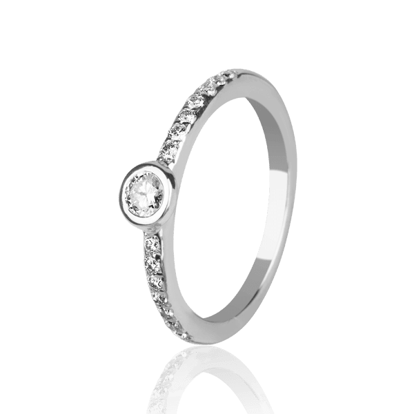 Каблучка в білому золоті з діамантами 027273 детальне зображення ювелірного виробу Каблучка в білому золоті з діамантами 027273 детальне зображення ювелірного виробу